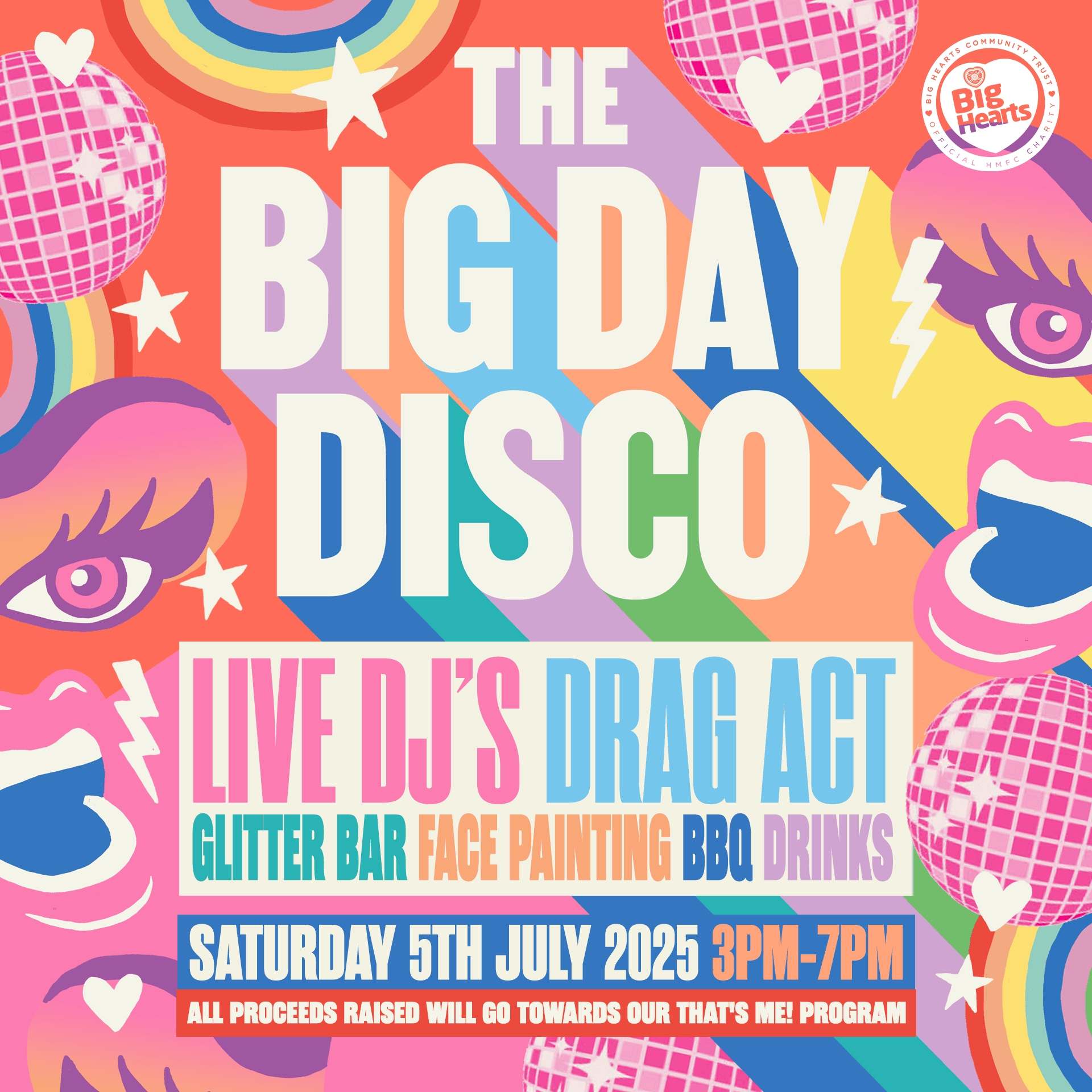 The Big Day Disco. Live DJs, drag act, glitter bar, face painting, barbeque, drinks. Saturday 5 July, 3pm to 7pm.